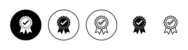 Set Icone Approvato Icona Con Medaglia Certificata — Vettoriale Stock