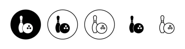 ボウリングアイコンが設定されます ボウリングボールとピンのサインとシンボル — ストックベクタ