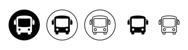 Ícones Ônibus Configurados Sinal Ônibus Símbolo —  Vetores de Stock