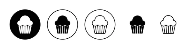杯蛋糕图标设置 杯蛋糕的标志和符号 — 图库矢量图片