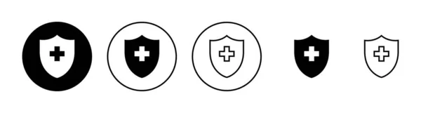 Ícones Seguro Saúde Definidos Signo Símbolo Documento Saúde Seguro — Vetor de Stock