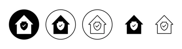 家庭保险图标设置 家庭保护标志和符号 — 图库矢量图片