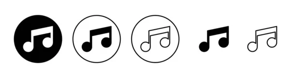 Ikony Muzyki Ustawione Uwaga Znak Muzyczny Symbol — Wektor stockowy