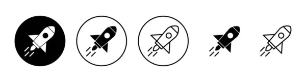 Conjunto Iconos Cohete Signo Símbolo Inicio Icono Lanzacohetes — Vector de stock