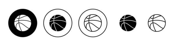 Basketball Ikonen Gesetzt Zeichen Und Symbol Des Basketballs — Stockvektor