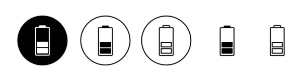 电池图标设置 电池充电标志 电池充电水平 — 图库矢量图片