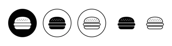 バーガーアイコンセット バーガーの看板とシンボル ハンバーグ — ストックベクタ
