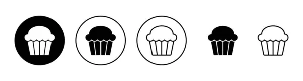 Cup Cake Icons Set Cup Cake Sign Symbol — Stock Vector