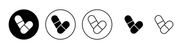 Таблетки Набір Піктограм Значок Капсули Знак Символ Наркотиків — стоковий вектор