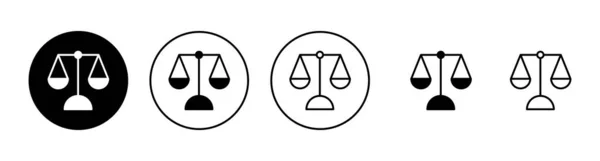 Ikony Wagi Ustawione Ikona Skali Prawa Podpis Symbol Sprawiedliwości — Wektor stockowy