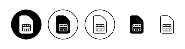 Ikony Kart Sim Ustawione Podwójny Znak Karty Sim Symbol — Wektor stockowy