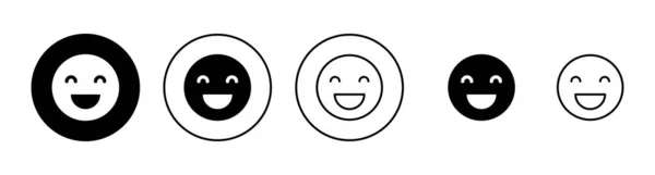 Conjunto Iconos Sonrisa Sonrisa Icono Emoticono Señal Retroalimentación Símbolo — Vector de stock