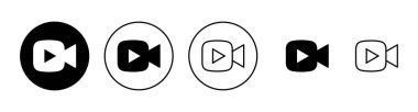 Video simgeleri ayarlandı. Video kamera işareti ve sembol. Film tabelası. Sinema