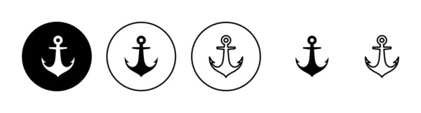 Εικονίδια Άγκυρας Έτοιμα Σημάδι Άγκυρας Και Σύμβολο Θαλάσσιο Εικονίδιο Άγκυρας — Διανυσματικό Αρχείο
