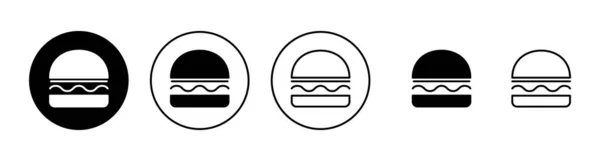 Burgerikoner Inställda Hamburgerskylt Och Symbol Hamburgare — Stock vektor