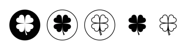 Set Icone Trifoglio Segno Simbolo Del Trifoglio Icona Quadrifoglio — Vettoriale Stock