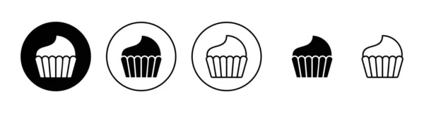 カップケーキのアイコンセット カップケーキのサインとシンボル — ストックベクタ