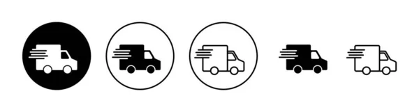 Ikony Dodávky Nastaveny Nákladní Auto Symbol Ikona Rychlé Dodávky — Stockový vektor