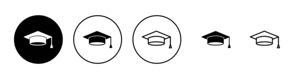 Conjunto Iconos Educativos Signo Símbolo Tapa Graduación Graduado Estudiantes Cap — Vector de stock