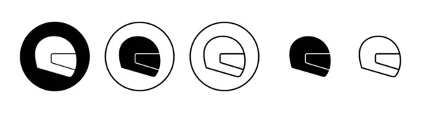 Ikony Kasku Ustawione Znak Symbol Kasku Motocyklowego Ikona Kasku Budowlanego — Wektor stockowy