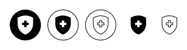 Ícones Seguro Saúde Definidos Signo Símbolo Documento Saúde Seguro —  Vetores de Stock