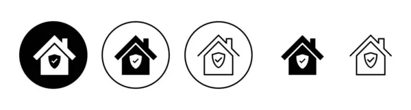 Ícones Seguros Casa Definidos Home Sinal Proteção Símbolo — Vetor de Stock