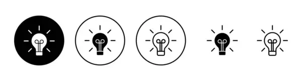 ランプアイコンセット 電球の記号と記号 アイデアシンボル — ストックベクタ