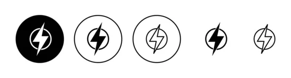 Icônes Foudre Réglées Signe Symbole Électrique Icône Puissance Signe Énergétique — Image vectorielle