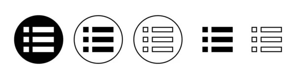 Menu Icônes Réglées Signe Symbole Menu Web Symbole Menu Hamburger — Image vectorielle