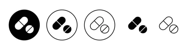 Набор Значков Таблеток Иконка Капсулы Символ Наркотика — стоковый вектор