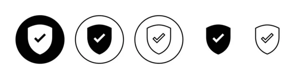 Conjunto Ícones Marca Verificação Escudo Assinatura Aprovação Proteção Ícone Seguro —  Vetores de Stock