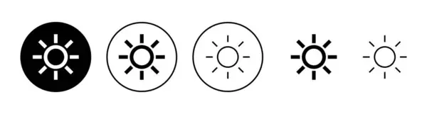 Ikony Słońca Ustawione Znak Symbol Jasności — Wektor stockowy