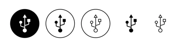 Set Icone Usb Segno Simbolo Del Disco Flash Segno Flash — Vettoriale Stock