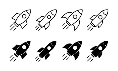 Web ve mobil uygulama için roket simgesi vektörü. Başlangıç işareti ve sembol. roket fırlatma simgesi