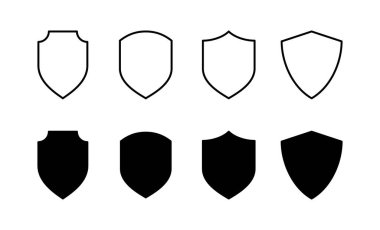 Web ve mobil uygulama için kalkan simgesi vektörü. Koruma ikonu. Güvenlik işareti ve sembol
