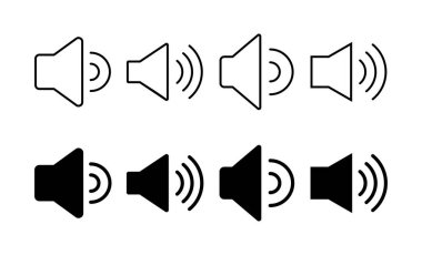 Web ve mobil uygulama için ikon vektörü. Ses düzeyi ve sembol. Hoparlör ikonu. ses sembolü