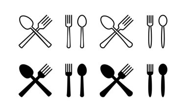Web ve mobil uygulama için kaşık ve çatal simgesi vektörü. kaşık, çatal ve bıçak ikonu vektörü. Restoran işareti ve sembolü