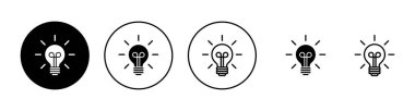 Lamba simgeleri ayarlandı. Ampul işareti ve sembol. fikir sembolü.