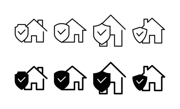 ウェブアプリやモバイルアプリのホーム保険アイコンベクトルです 家の保護記号と記号 — ストックベクタ