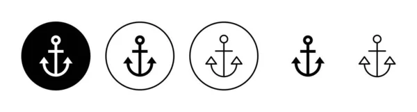 Ikony Kotwicy Ustawione Znak Kotwicy Symbol Ikona Kotwicy Morskiej — Wektor stockowy