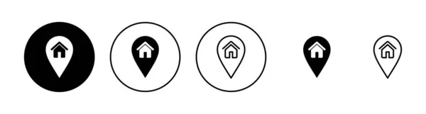 Conjunto Iconos Dirección Signo Símbolo Ubicación Casa Precisar — Vector de stock
