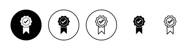 Jeu Icônes Approuvé Icône Médaille Certifiée — Image vectorielle