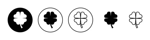 Klöverikoner Inställda Klöver Tecken Och Symbol Fyra Blad Klöver Ikon — Stock vektor