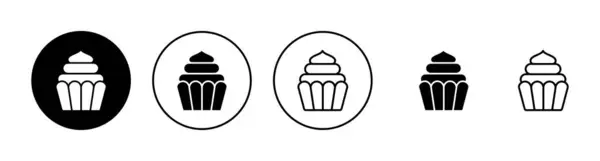Kupa Kek Ikonları Hazır Kap Kek Işareti Sembol — Stok Vektör