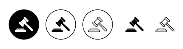 加维尔图标设置 判断Gavel标志和符号 法律图标 拍卖锤 — 图库矢量图片