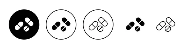 Tabletták Beállítva Kapszula Ikon Kábítószer Jel Szimbólum — Stock Vector