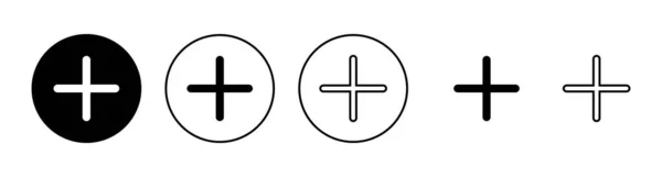 Icons Set Pluszeichen Und Symbol Hinzufügen — Stockvektor