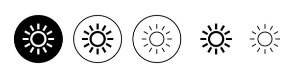 Icônes Soleil Couchées Signe Symbole Luminosité — Image vectorielle