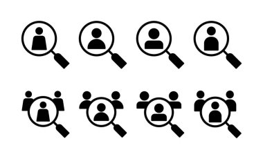 Web ve mobil uygulama için simge vektörü işe alınıyor. Arama işi boşluk işareti ve sembol. İnsan kaynakları konsepti. İşe alım.