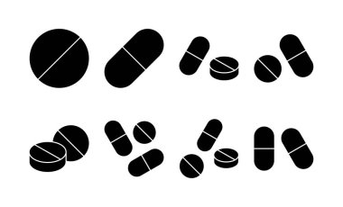 İnternet ve mobil uygulama için hap ikonu vektörü. Kapsül simgesi. Uyuşturucu işareti ve sembol